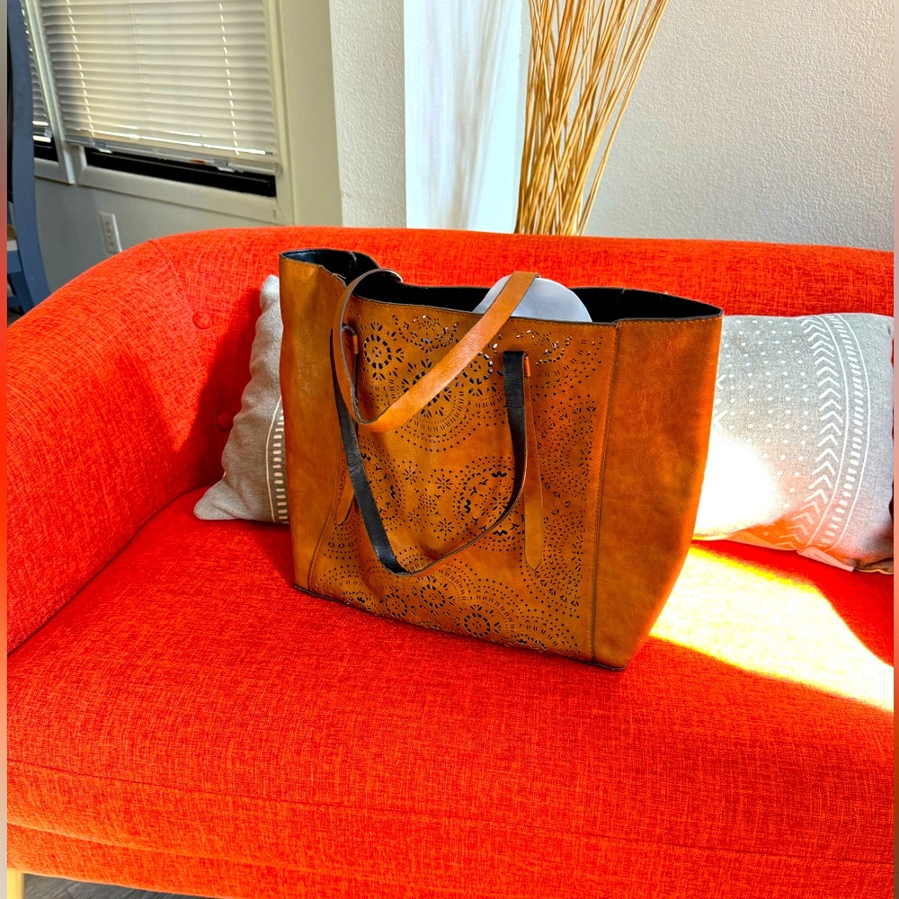 Faux Leather Reversible Tote